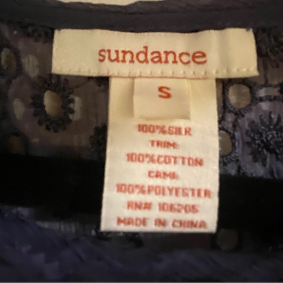 Sundance 100% silk purple long sleeve top with eyelet detail. Size small. - Picture 3 of 4